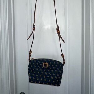 Dooney & Bourke Crossbody Bag in Blue and Brown with Textured Design